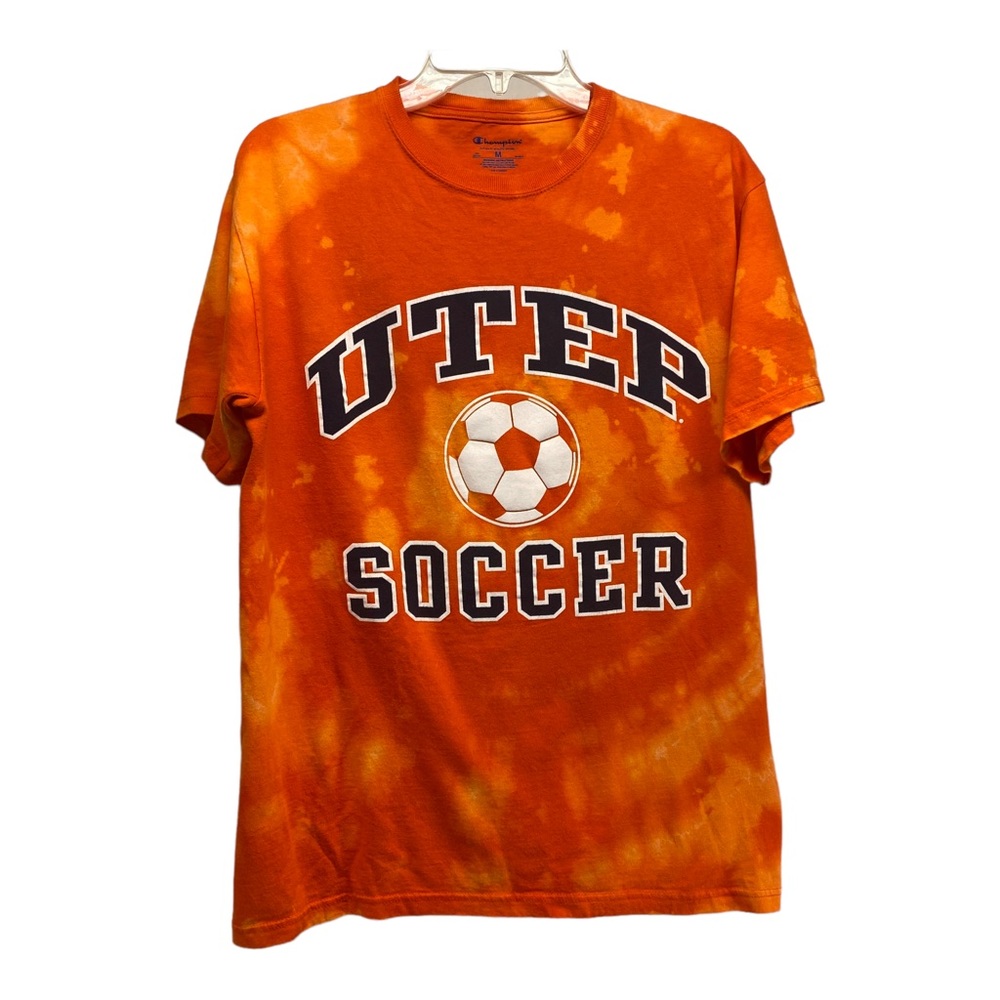 Champion UTEP soccer tee M University of Texas El Paso Miners tie-dye up-cycle